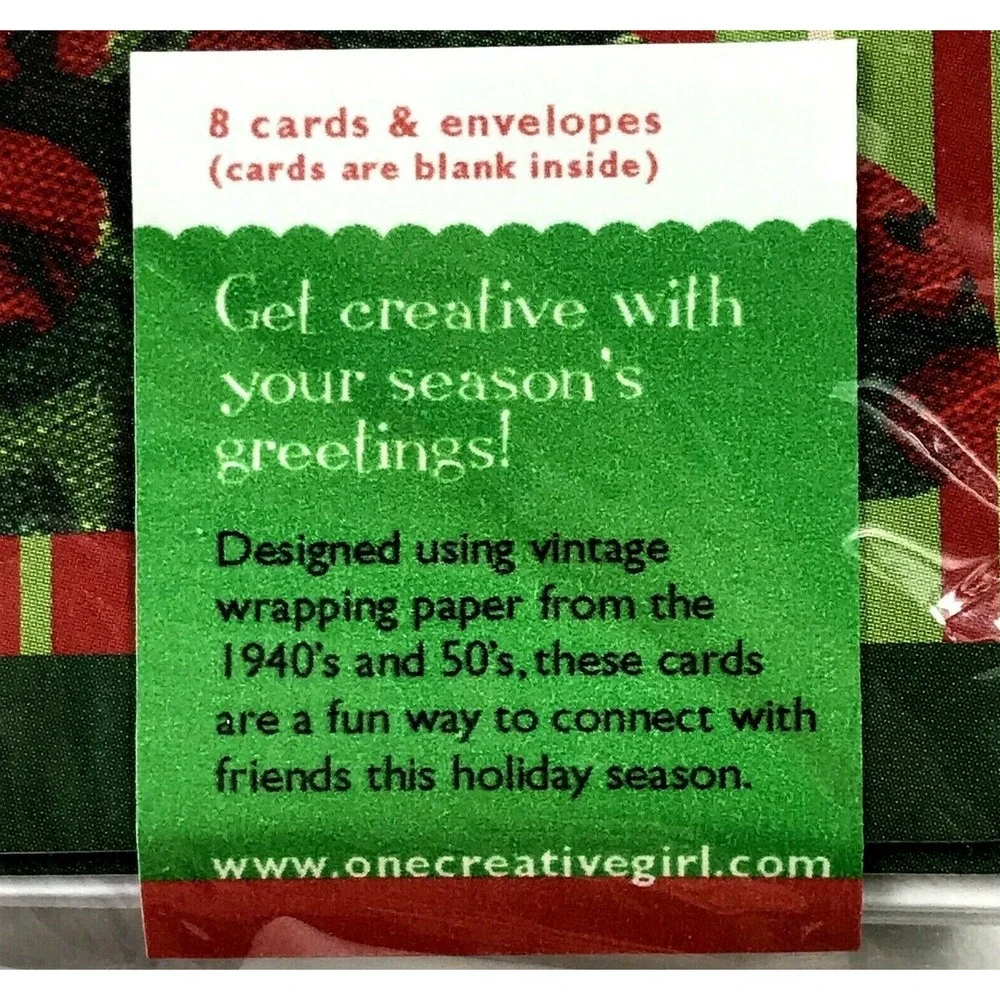 Happy Holidays Note Cards by Creative Girl Pkg. of 8 Cards with Envelopes Vtg.